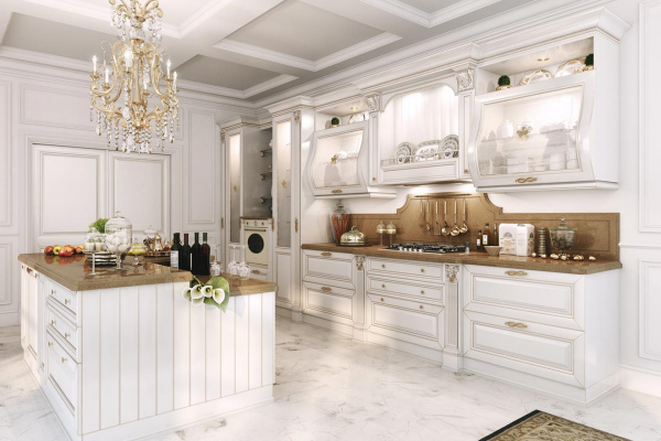 Кухня с итальянским фасадом Montebianco Oro